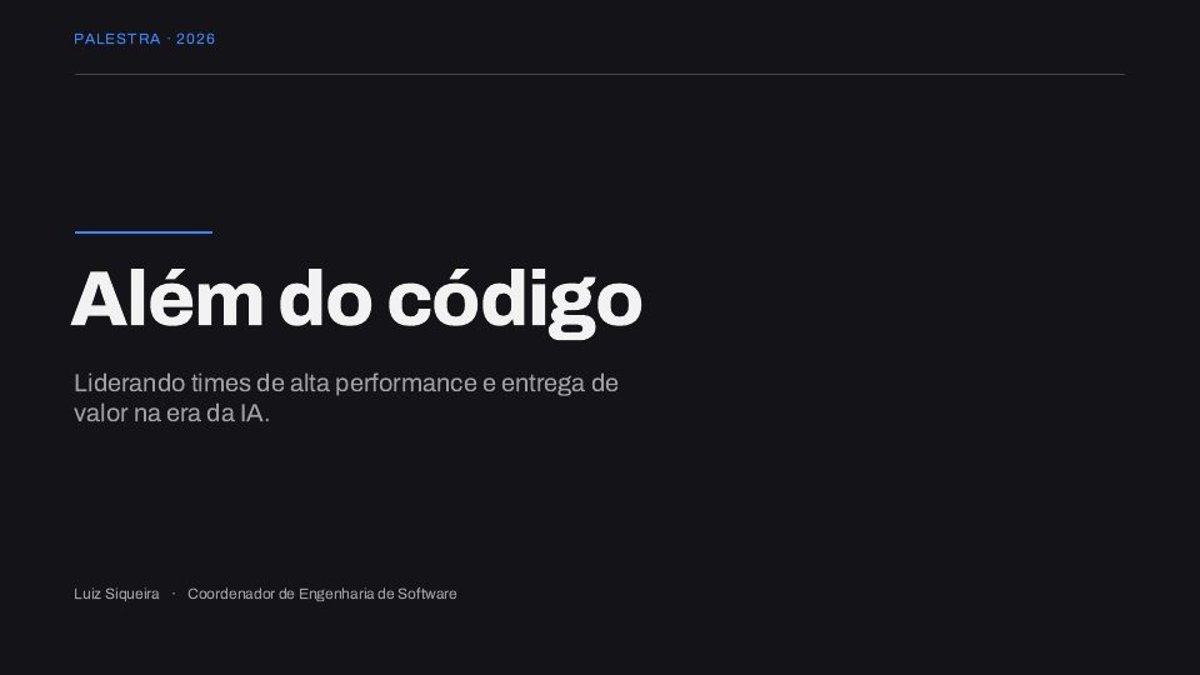 Capa dos slides: Além do Código